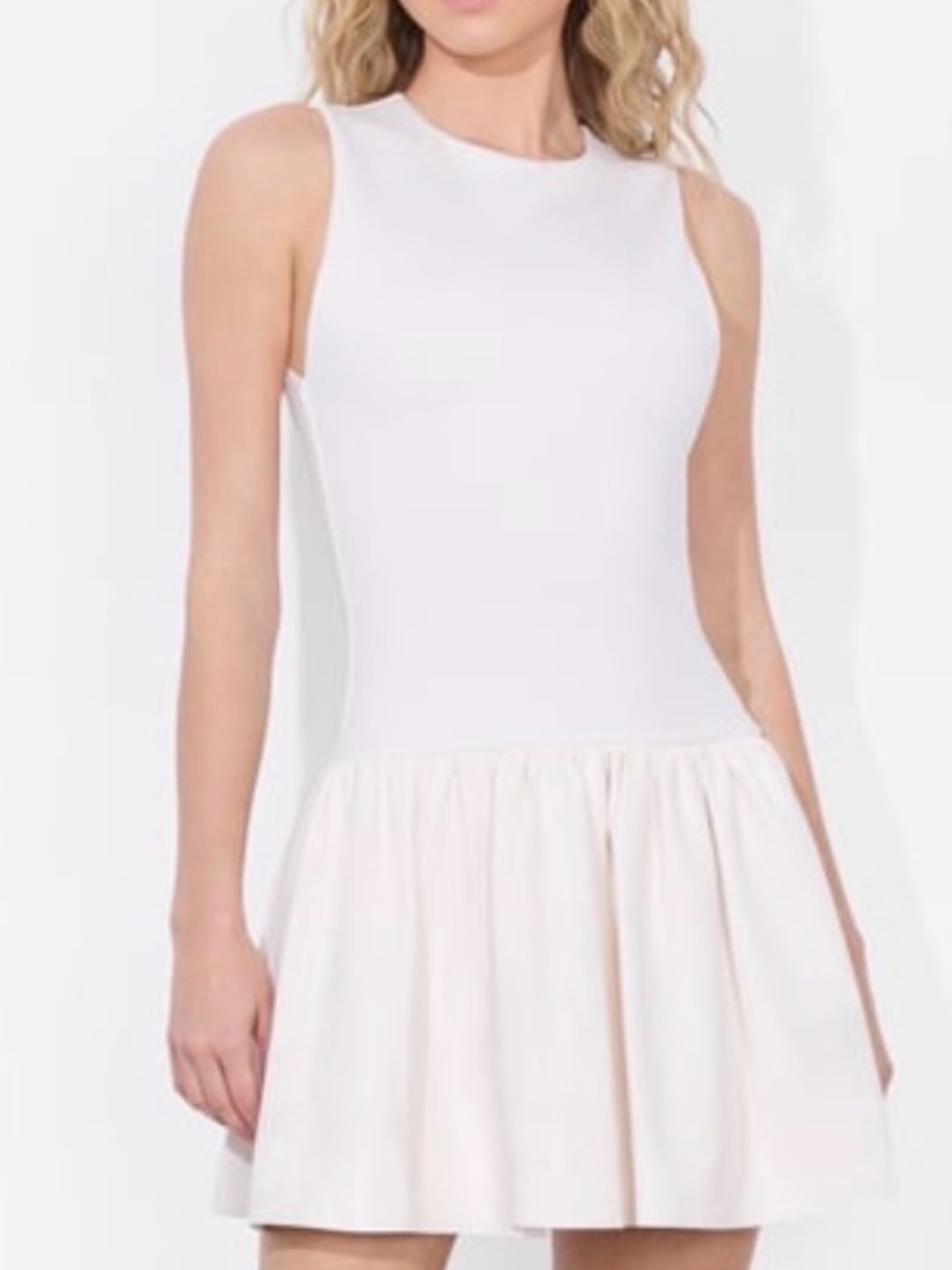 Alice + Olivia White Sleeveless Drop-Waist Mini Dress